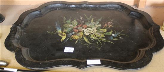 Victorian papier mache tray, painted with birds